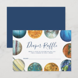 Convite Chá de Bebê Diaper Raffle Planetas Aquarela