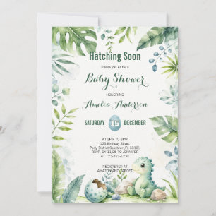 Convite Chá de Bebê Dinossauro Cute Sage Verde Selva