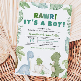 Convite Chá de Bebê Dinossauro Menino
