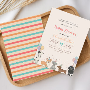 Convite Chá de Bebê do Cachorro Pet Pawty em Aquarela