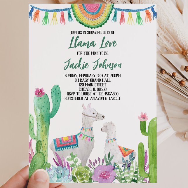 Convite Chá de Bebê do Cactus Llama (Criador carregado)