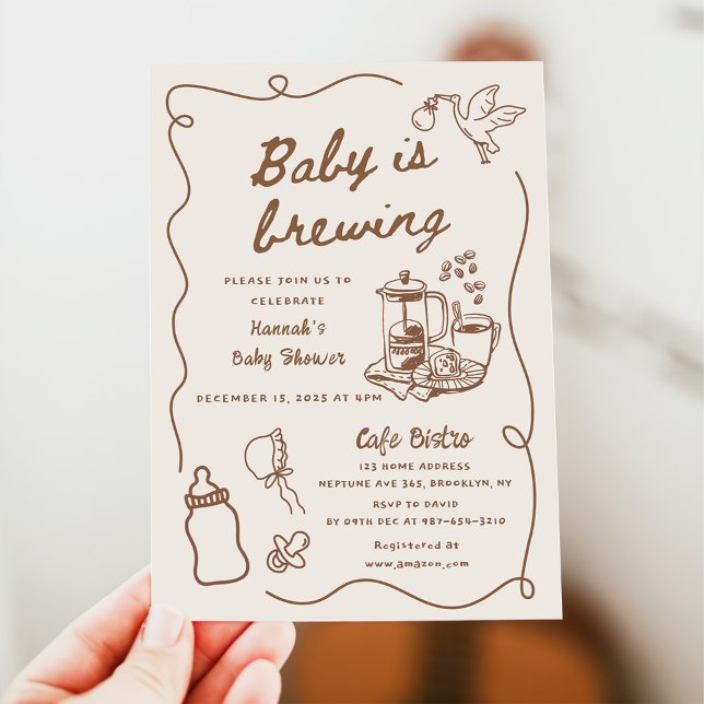 Convite Chá de Bebê do Café Desenhado Está Cozinhando (Criador carregado)