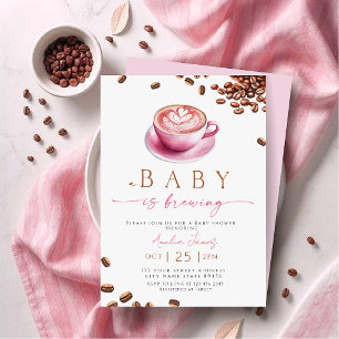 Convite Chá de Bebê do Café Pink A Baby is Brewing