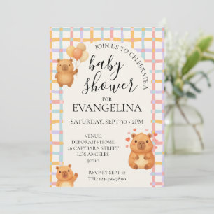 Convite Chá de Bebê do Capivara Cute em Aquarela