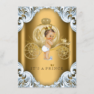 Convite Chá de Bebê do Carro Príncipe Azul e Dourado