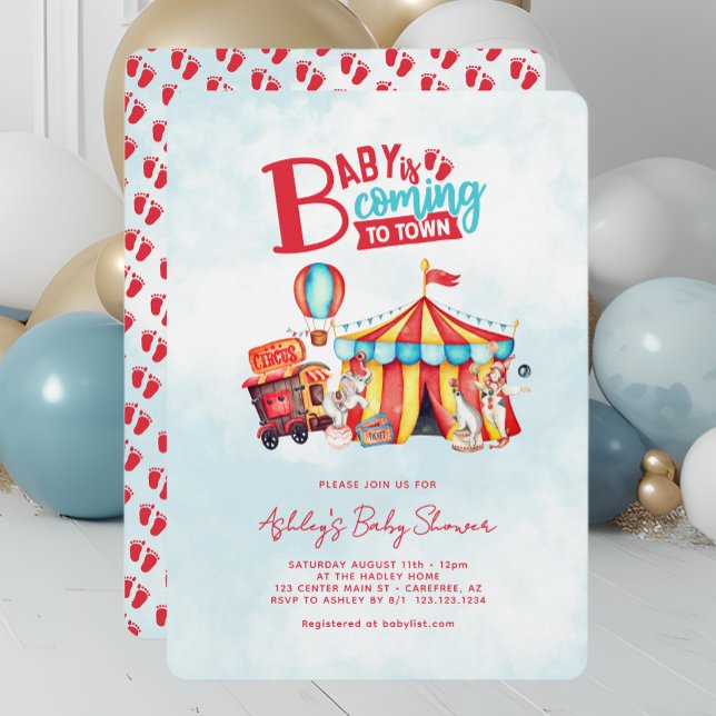 Convite Chá de Bebê do Circo de Carnaval (Criador carregado)