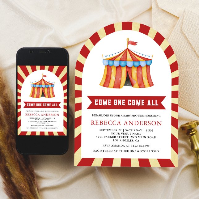 Convite Chá de Bebê do Circo Vintage Carnival (Criador carregado)