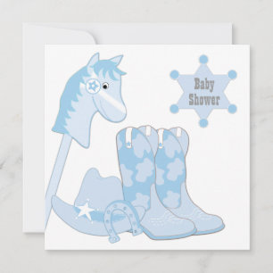 Convite Chá de Bebê do Cowboy Azul Bebê
