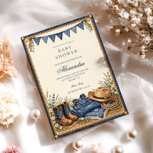 Convite Chá de Bebê do Cowboy de Denim