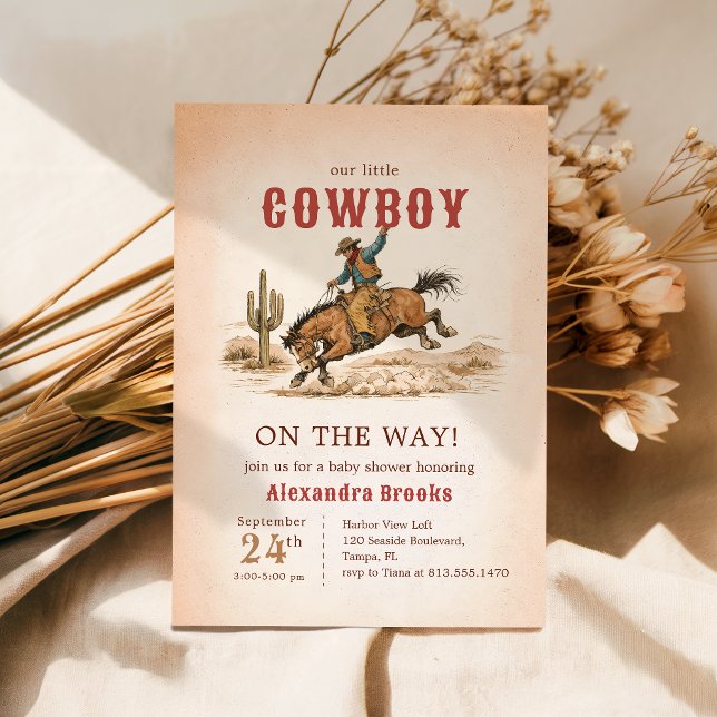 Convite Chá de Bebê do Cowboy do Deserto Ocidental (Criador carregado)
