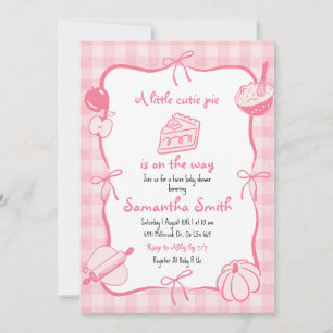 Convite Chá de Bebê do Cutie Pie Desenhado à Mão Rosa