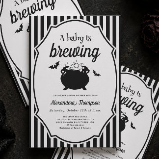 Convite Chá de Bebê do Dia das Bruxas Baby Brewing