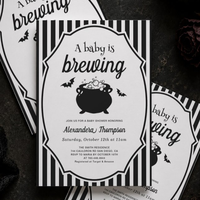 Convite Chá de Bebê do Dia das Bruxas Baby Brewing (Criador carregado)