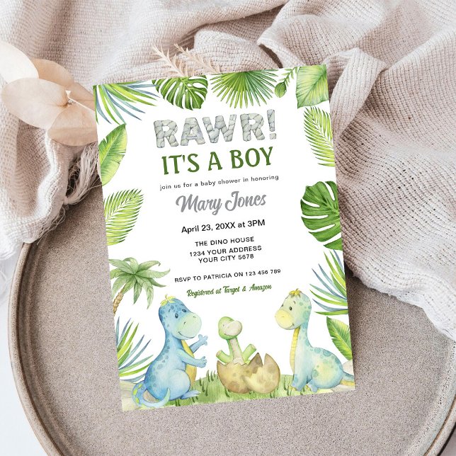Convite Chá de Bebê do Dinosaurinho Rawr (Criador carregado)