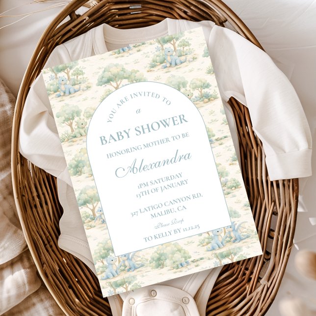 Convite Chá de Bebê do Dinossauro de Contos de Fadas (Criador carregado)