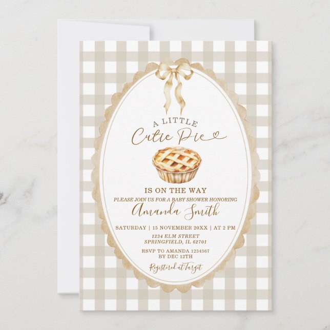 Convite Chá de Bebê do Doce Pequeno Bolo de Rosto Adorável (Frente)