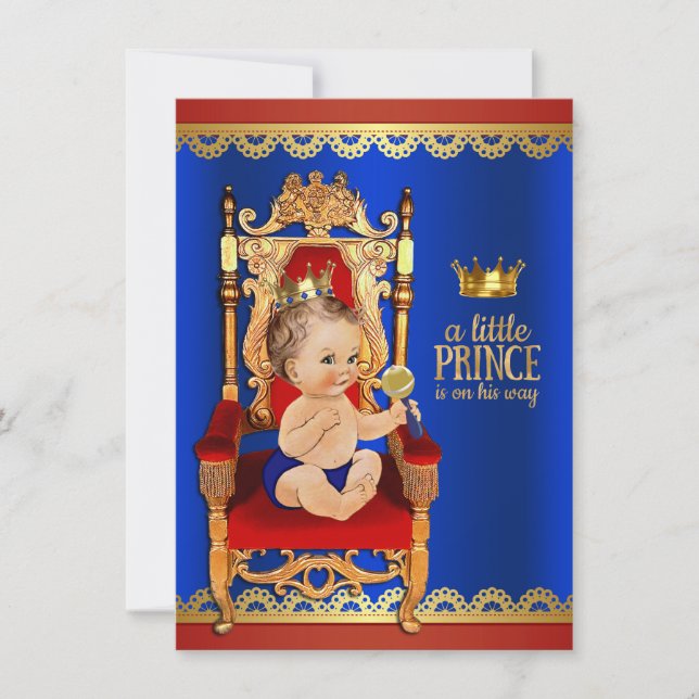 Convite Chá de Bebê do Fancy Royal Prince (Frente)