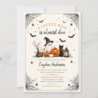 Convite Chá de Bebê do Fantasminha Boo no Halloween