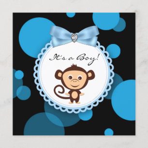 Convite Chá de Bebê do Feliz Macaco Azul