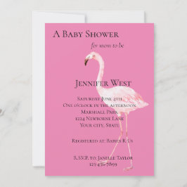Convite Chá de Bebê do Flamingo Rosa