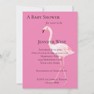 Convite Chá de Bebê do Flamingo Rosa