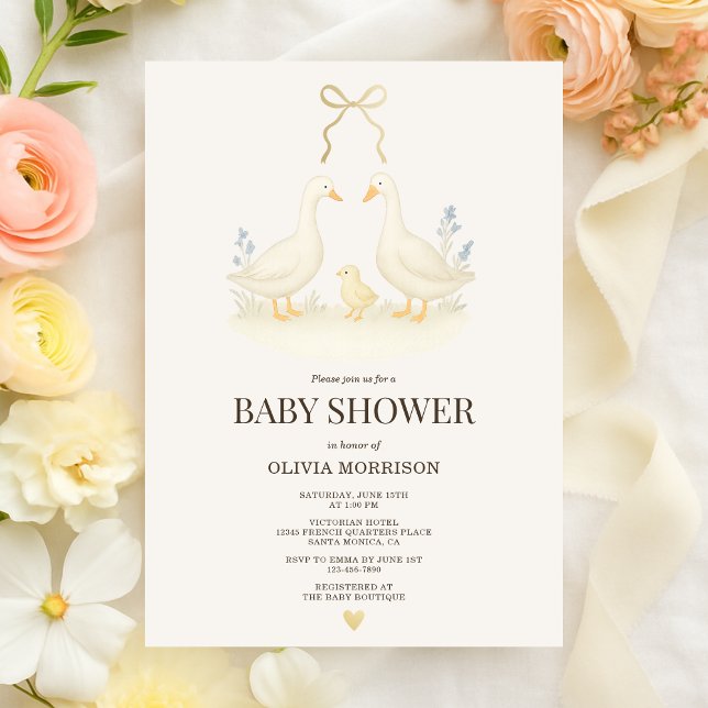 Convite Chá de Bebê do Ganso de Conto de Fadas & Frango (Criador carregado)