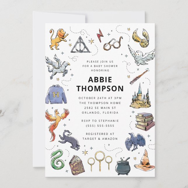 Convite Chá de Bebê do Ícone Harry Potter (Frente)