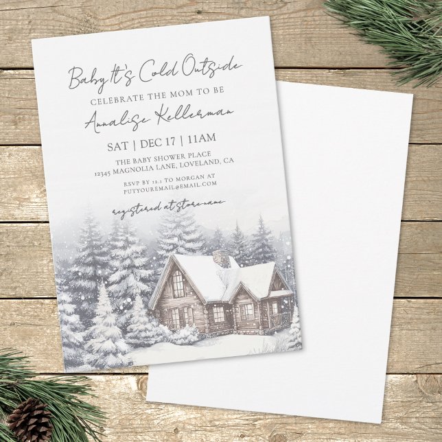Convite Chá de Bebê do Inverno com Neve (Winter Snow Baby Shower Invitation)