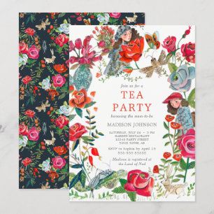 Convite Chá de bebê do jardim secreto Rosas & insetos