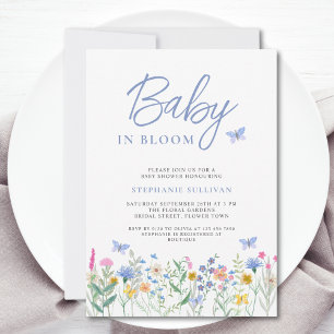 Convite Chá de Bebê do Menino Baby in Bloom Flor Silvestre