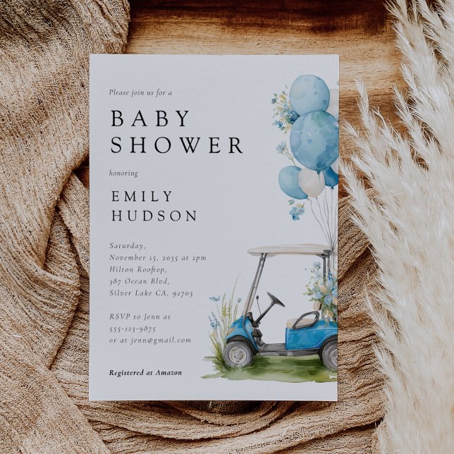 Convite Chá de Bebê do Menino de Golfe Vamos Par-tir (Criador carregado)