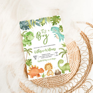 Convite Chá de Bebê do Menino Dinossauro