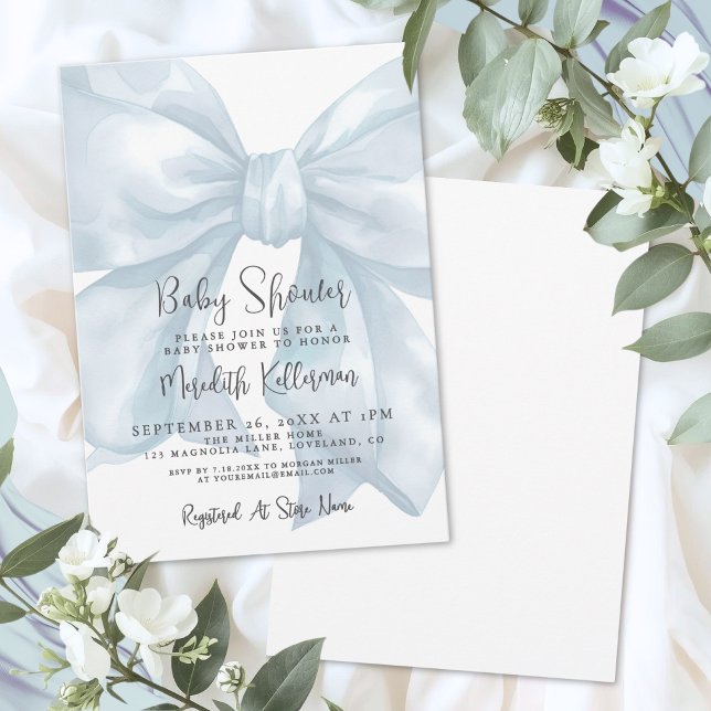 Convite Chá de Bebê do Menino do Laço Azul (Blue Bow Boy Baby Shower Invitation)