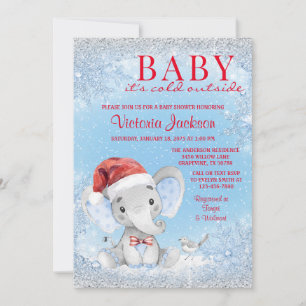 Convite Chá de Bebê do Menino Natal Elefante