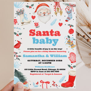 Convite Chá de Bebê do Menino Papai Noel Bebê