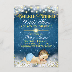 Convite Chá de Bebê do Menino Twinkle Twinkle Little Star