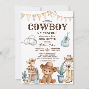 Convite Chá de Bebê do Nossos Pequeno Cowboy no Oeste Selv