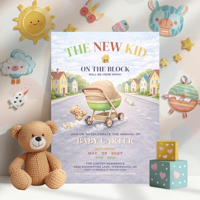 Convite Chá de Bebê do Novato (New Kid On The Block Baby Shower Invitation)