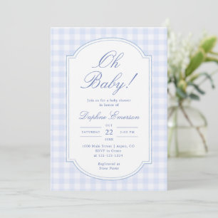 Convite Chá de Bebê do Oh Baby Blue Gingham