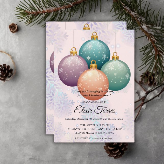 Convite Chá de Bebê do Ornamento de Natal Pastel Moderno (Criador carregado)