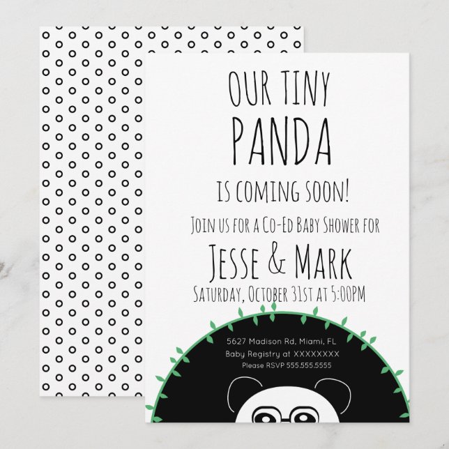 Convite Chá de Bebê do Panda Curioso Fofo (Frente/Verso)