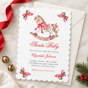 Convite Chá de Bebê do Papai Noel Cavalinho de Pau Natal