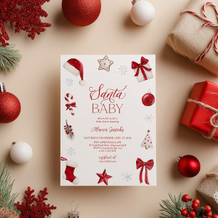 Convite Chá de Bebê do Papai Noel Natal Festivo