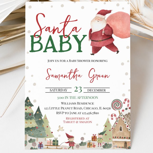 Convite Chá de Bebê do Papai Noel Neutro em Gênero (Criador carregado)