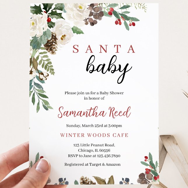 Convite Chá de Bebê do Papai Noel Neutro em Gênero Natal (Criador carregado)