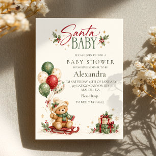 Convite Chá de Bebê do Papai Noel Ursinho Balões