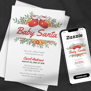 Convite Chá de Bebê do Papai Noel Verde Natal Bebê