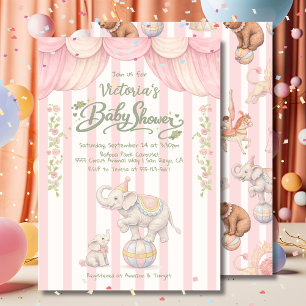 Convite Chá de Bebê do Pastel Circus Baby