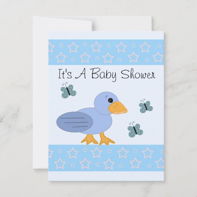 Convite Chá de Bebê do Pato Azul e Borboleta (Frente)
