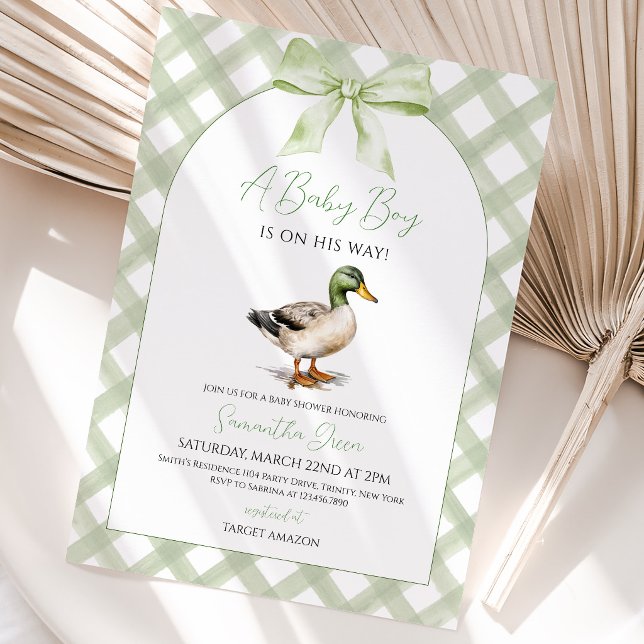 Convite Chá de Bebê do Pato Mallard Menino (Criador carregado)